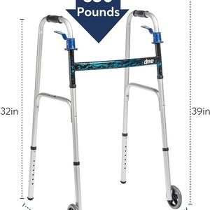 Drive Medical 10226-1 Trigger Release Folding Walker, Brushed Steel